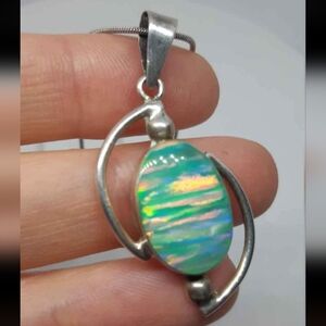 Sterling Silver Opal Necklace